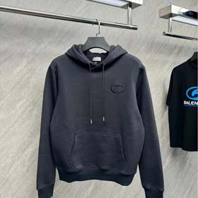 Dior Casual Simple Letter Embroidery Long Sleeve Hooded Sweatshirt-2504  